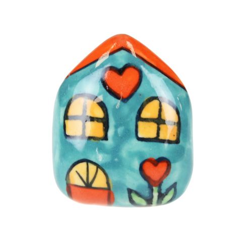 Πόμολο κεραμικό Σπίτι 4x5εκ. - Πετρόλ