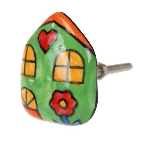 Πόμολο κεραμικό Σπίτι 4x5εκ.- Πράσινο