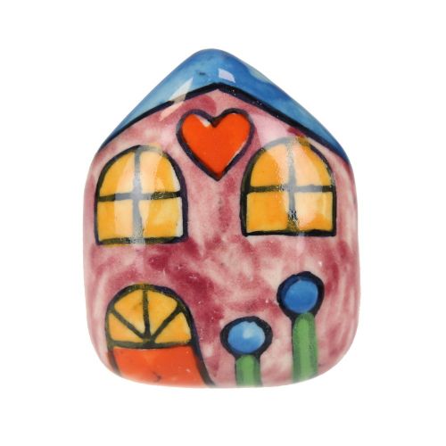 Πόμολο κεραμικό Σπίτι 4x5εκ.- Πορτοκαλί