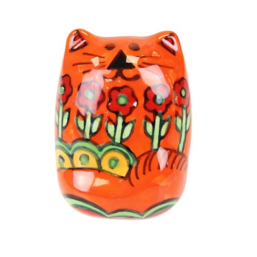 Πόμολο κεραμικό Γάτα 4x5εκ. - Λουλούδια