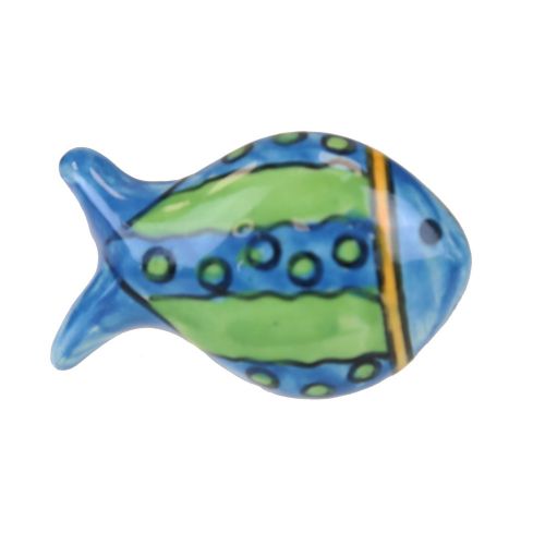 Πόμολο κεραμικό Ψάρι 5x3,5εκ. - Ρίγες