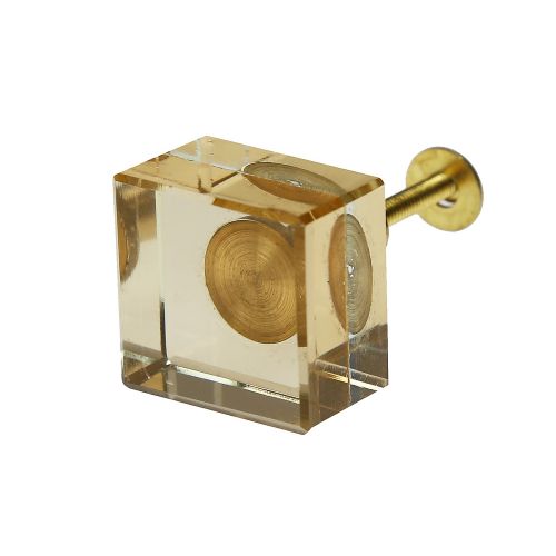 Knob glass square 3cm - Gold