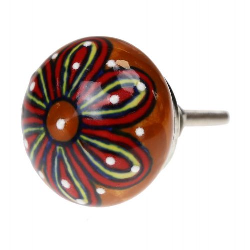 Πόμολο κεραμικό λουλούδι 4εκ.-πορτοκαλί