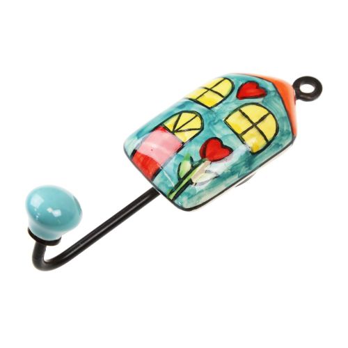 Γάντζος κεραμικό σπίτι 5x14εκ.- Τιρκουάζ