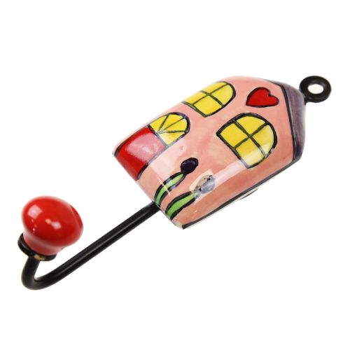 Γάντζος κεραμικό σπίτι 5x14εκ.- Ροζ