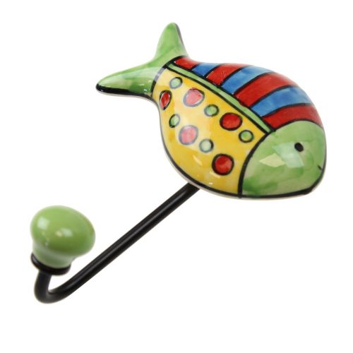 Γάντζος κεραμικός Ψάρι 10x12εκ.- Ρίγες Πουά