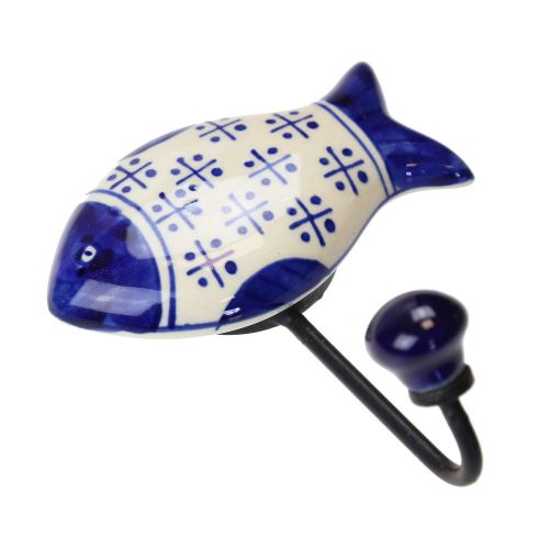 Γάντζος κεραμικός Ψάρι 10x13εκ.- Μπλε λευκό