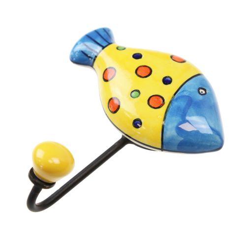 Γάντζος κεραμικός Ψάρι 10x13εκ.- Φούσκες κίτρινο