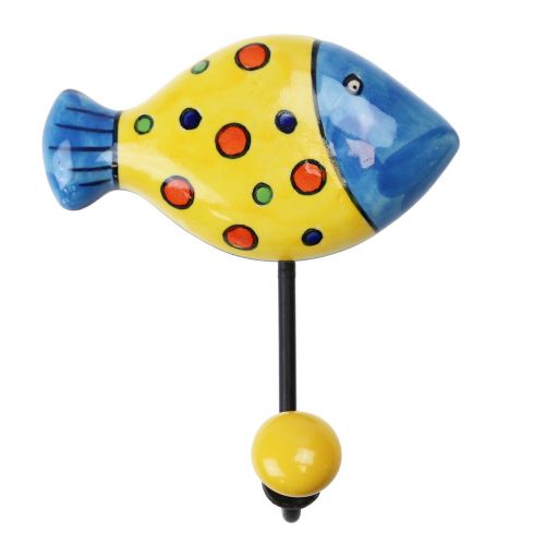 Γάντζος κεραμικός Ψάρι 10x13εκ.- Φούσκες κίτρινο