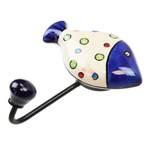 Γάντζος κεραμικός Ψάρι 10x13εκ.- Φούσκες λευκό