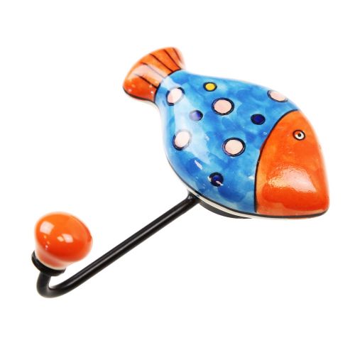 Γάντζος κεραμικός Ψάρι 10x13εκ.- Φούσκες μπλε