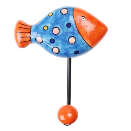 Γάντζος κεραμικός Ψάρι 10x13εκ.- Φούσκες μπλε