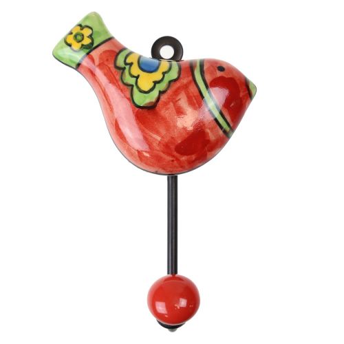 Γάντζος κεραμικός Πουλί 9,5x13εκ.- Κόκκινο