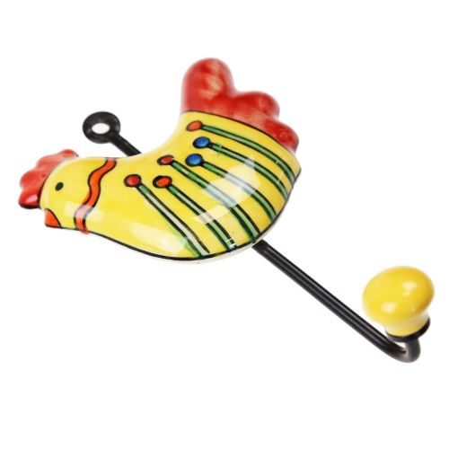 Γάντζος κεραμικός Κόκορας 10x15εκ.- Κίτρινος