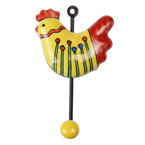 Γάντζος κεραμικός Κόκορας 10x15εκ.- Κίτρινος