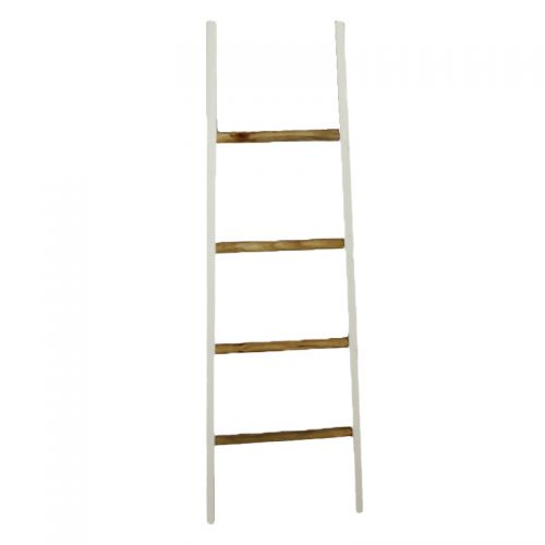 Σκάλα ξύλινη 118x38εκ. - λευκή /φυσικό
