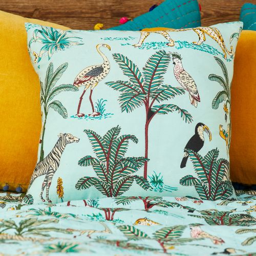 Μαξιλάρι 45x45 Jungle - Γαλαζοπράσινο
