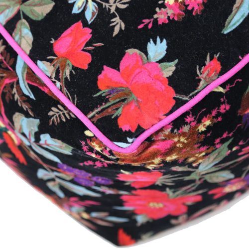 Πουφ μαύρο βελούδο 60x60 βαμβακερό