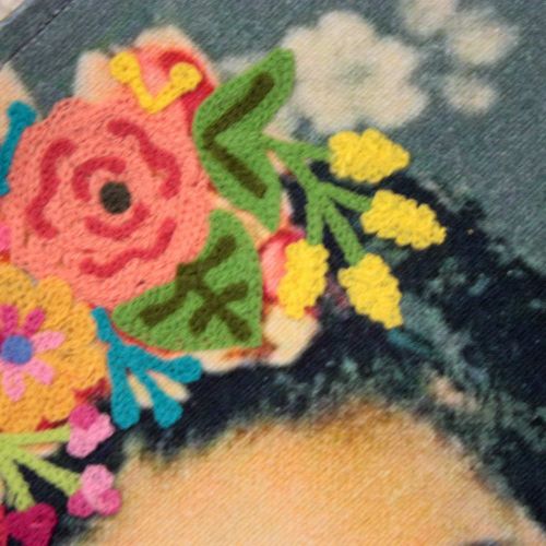 Τσάντα Frida Γκρι 40x45εκ. κεντημένη 