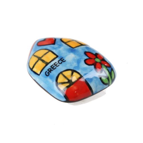 Μαγνητάκι κεραμικό Σπίτι 4x5εκ.- Μπλε λουλούδι