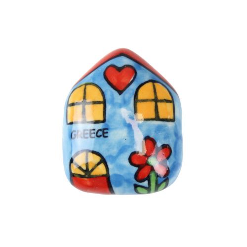 Μαγνητάκι κεραμικό Σπίτι 4x5εκ.- Μπλε λουλούδι