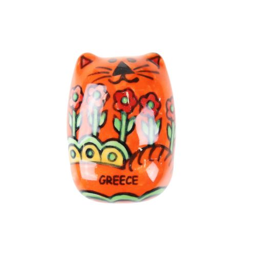 Μαγνητάκι κεραμικό Γάτα 4x5εκ.- Κόκκινο