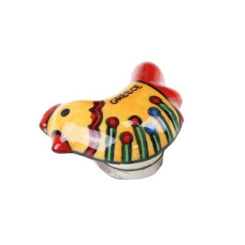 Μαγνητάκι κεραμικό Κόκορας 5x3,5εκ. - Κίτρινο