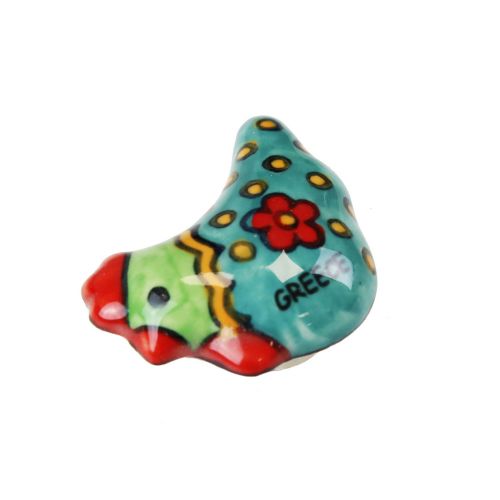 Μαγνητάκι κεραμικό Κόκορας 5x3,5εκ.- Μπλε Πράσινο