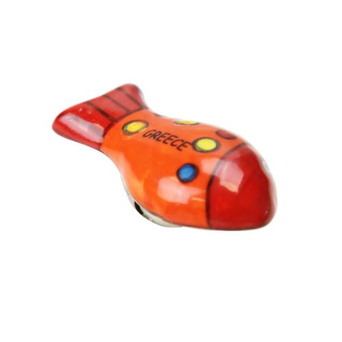 Μαγνητάκι κεραμικό Ψάρι 5x3εκ.- Κόκκινο πουά