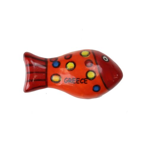 Μαγνητάκι κεραμικό Ψάρι 5x3εκ.- Κόκκινο πουά