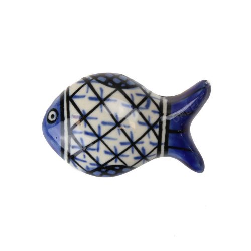 Μαγνητάκι κεραμικό Ψάρι 5x3,5εκ.- Μπλε Καρέ