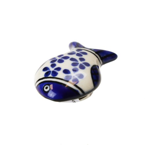 Μαγνητάκι κεραμικό Ψάρι 5x3,5εκ.- Μπλε Λουλούδια