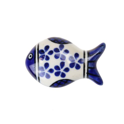 Μαγνητάκι κεραμικό Ψάρι 5x3,5εκ.- Μπλε Λουλούδια