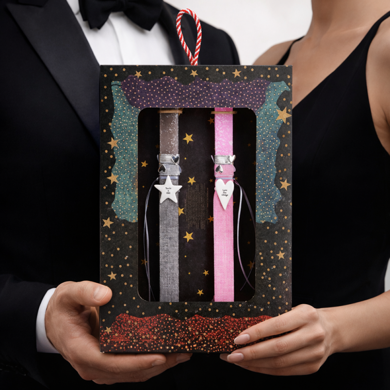 Λαμπάδα (lg) Πορσελάνινο στολίδι για δύο - Αστέρι & Καρδιά