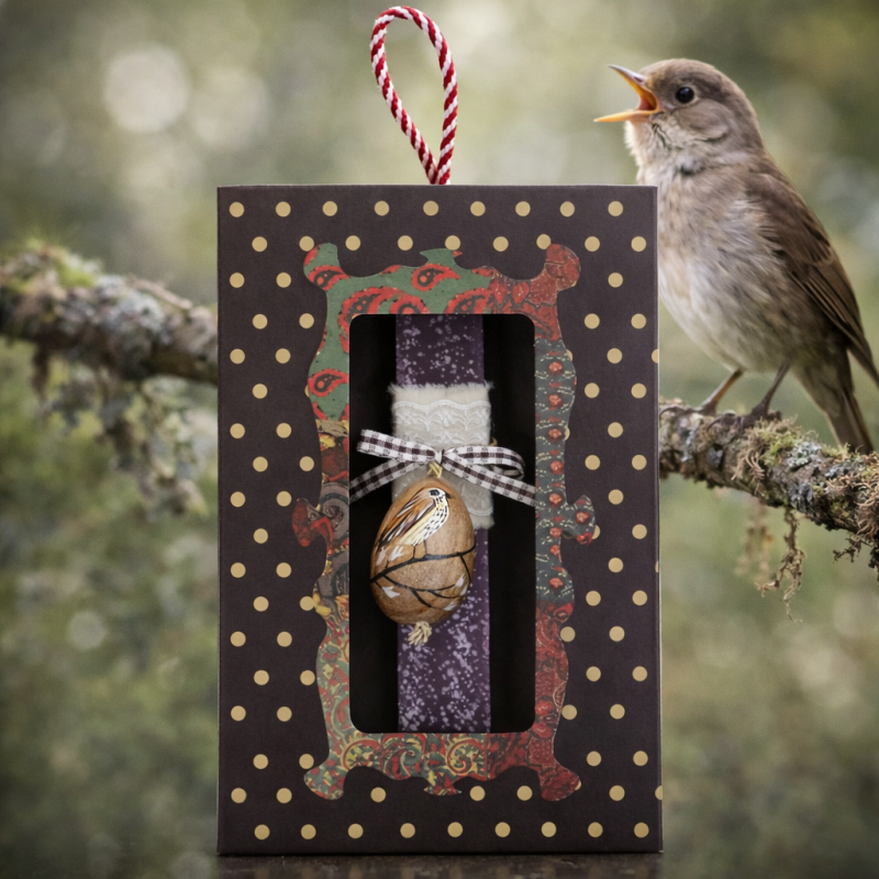 Λαμπάδα Αυγό ζωγραφισμένο πουλί - Καφέ