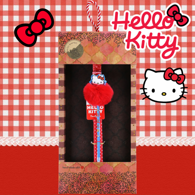 Λαμπάδα Στυλό Pom Pom Hello Kitty - Κόκκινο