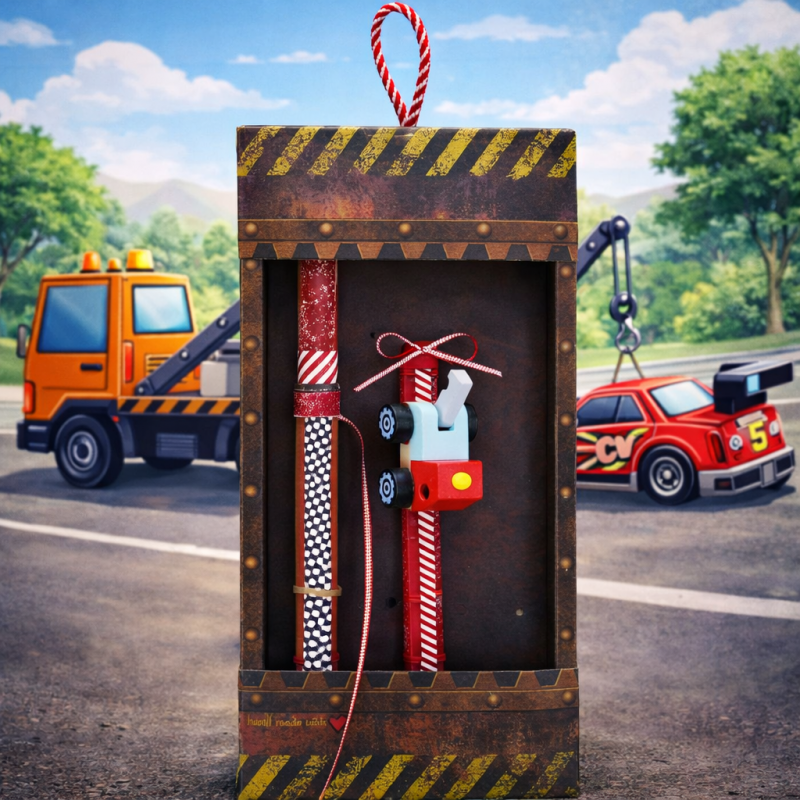 Λαμπάδα Όχημα ξύλινο μίνι - Γερανός