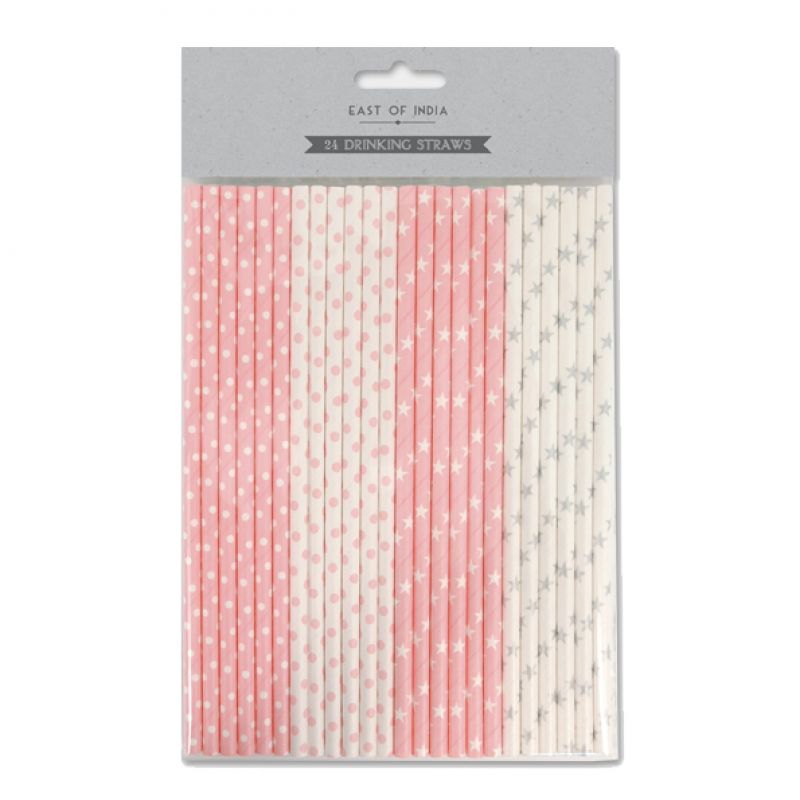 Paper straws pack of 24 - Pink