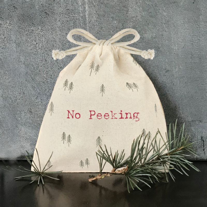 Small drawstring tree present bag – No peeking 