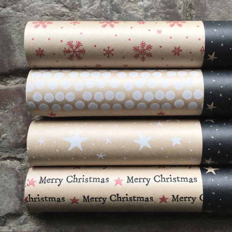 Kraft wrap 5m roll-Merry Christmas