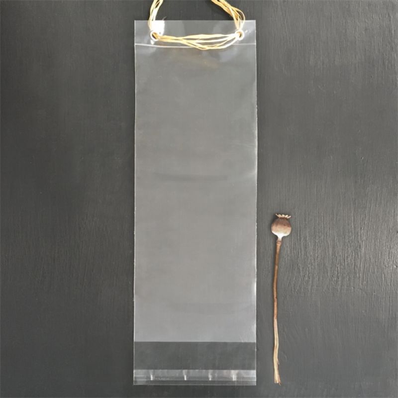 Clear raffia handled bag-Tall (14x40cm)
