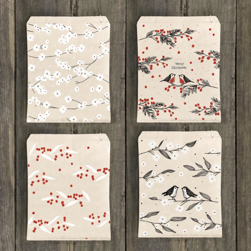 50 Strung bags - Christmas robins