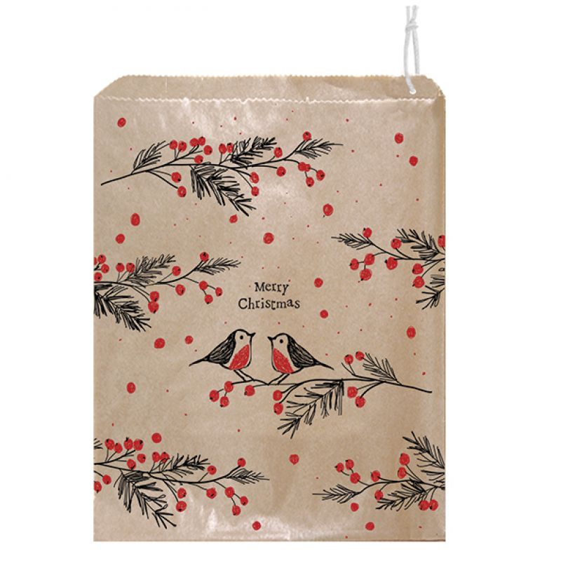 50 Strung bags - Christmas robins