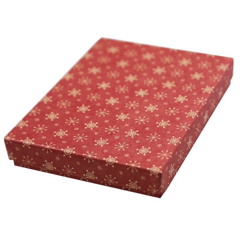 Gift box 14x9,5cm red with snowflakes