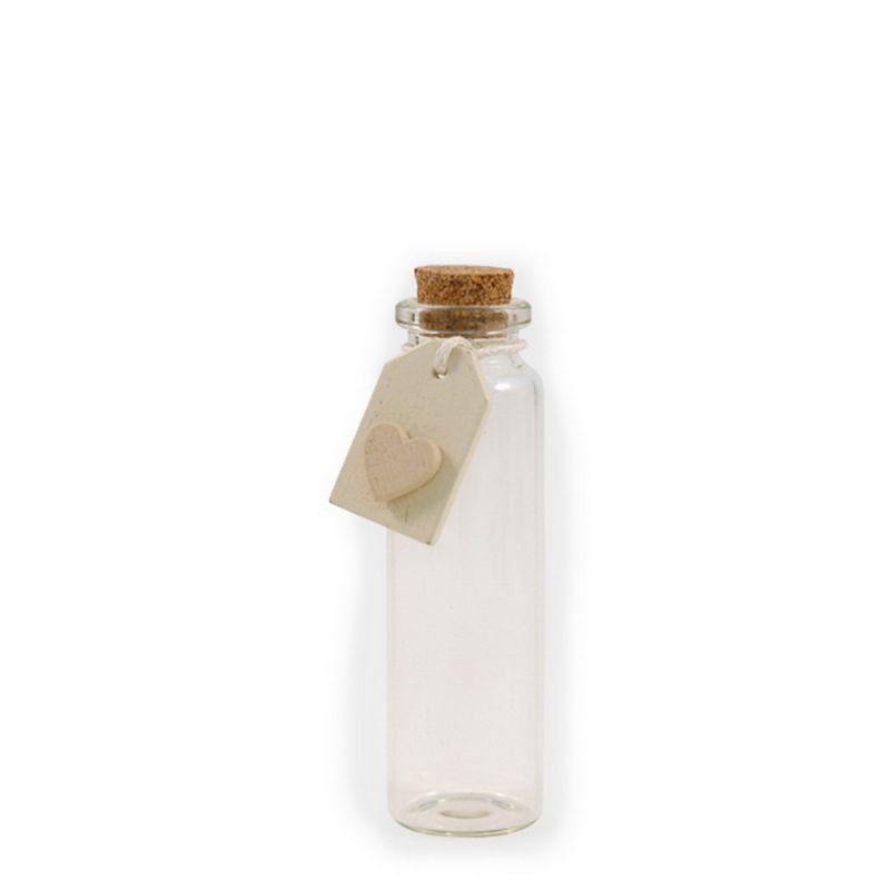 Little bottle with heart tag - Cream (8 x 2cm)