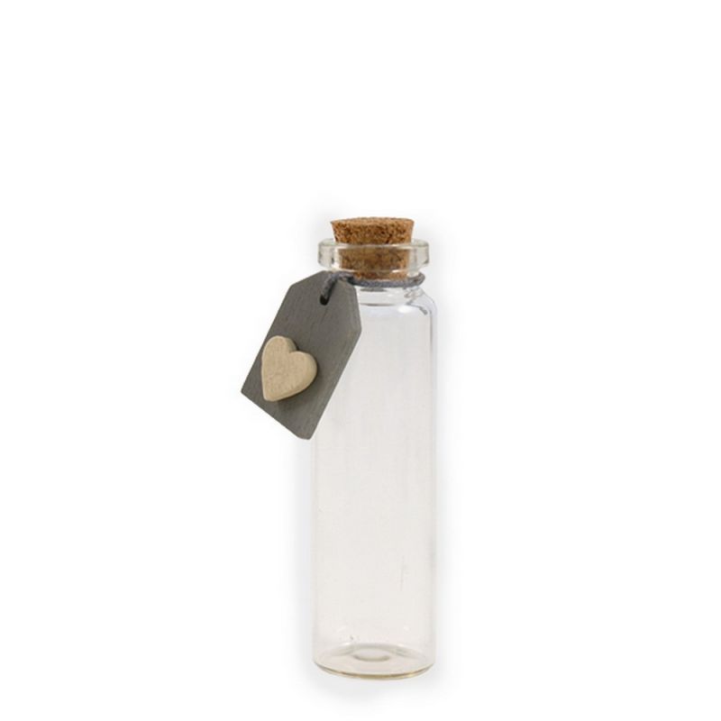 Little bottle with heart tag - Grey (8 x 2cm)