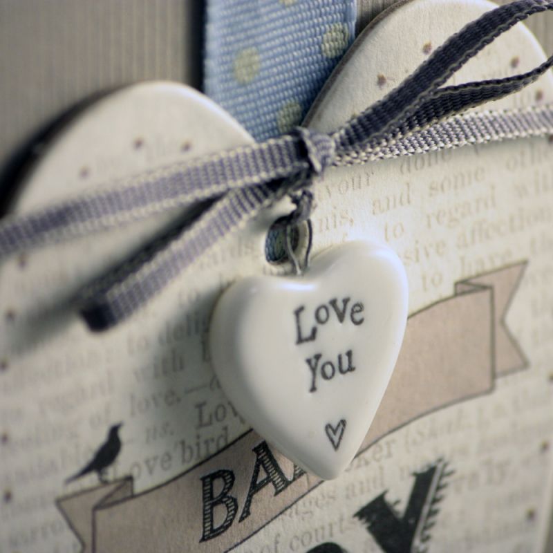 Guest book Baby Boy with porcelain heart