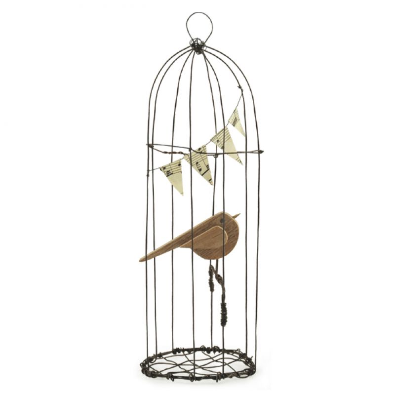 Naive bird rusty wire cage-Large