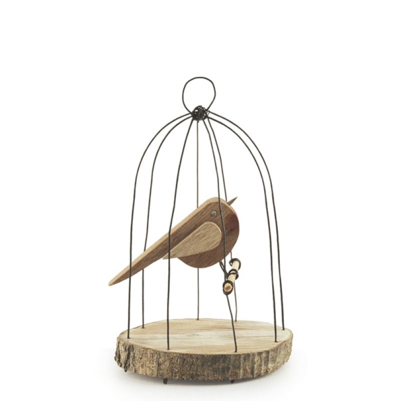 Naive bird rusty wire cage-Small