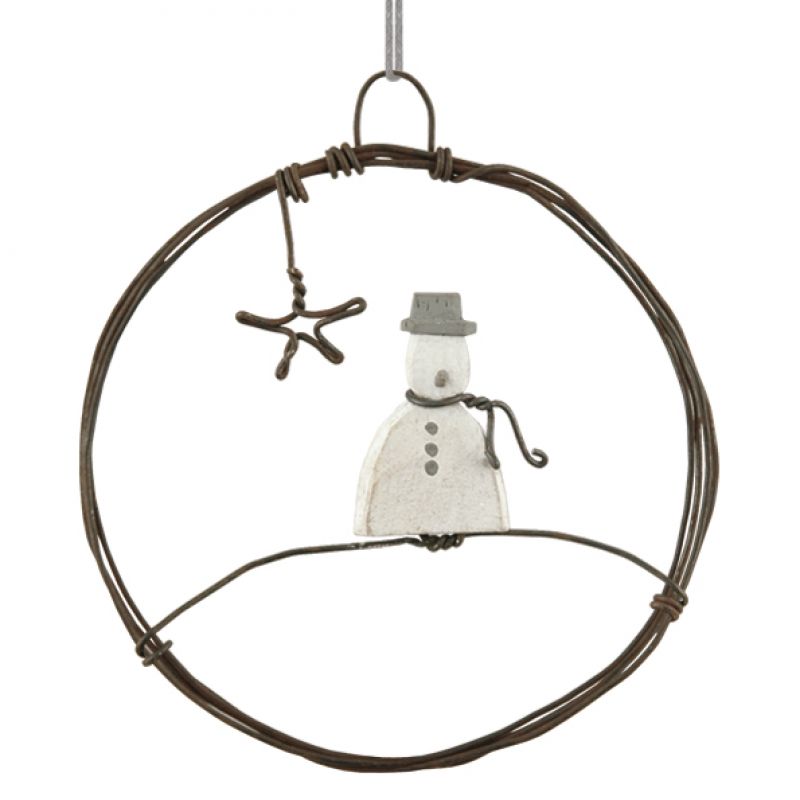 Sml hanging metal wreath-Snowman